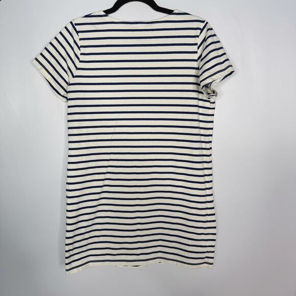 Madewell XSmall Cream Blue Relaxed Tee Dress in Yorktown Stripe Nightfall Hula - Picture 2 of 9